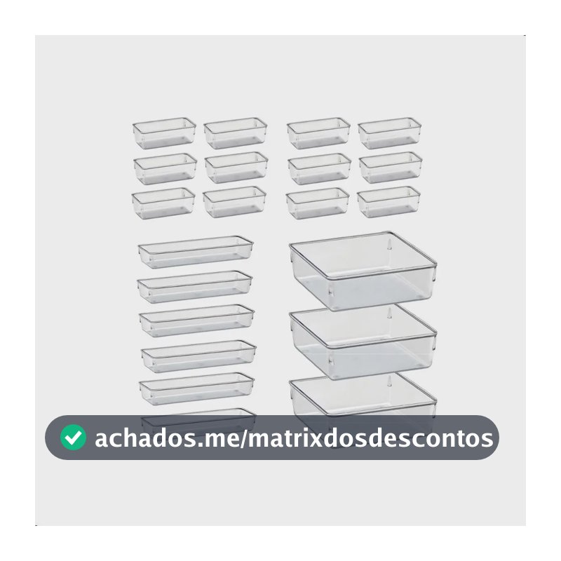 Kit 21 Organizador Multiuso Modular Gavetas Acrilico Rebirth