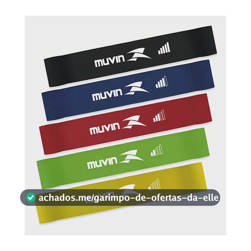 Kit Mini Band Muvin com 5 Faixas Elásticas de 5 Intensidades para Musculação e Funcional