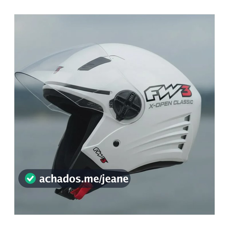 Capacete Fw3 Para Moto X Open Classic Tamanho 60 Cor Branco