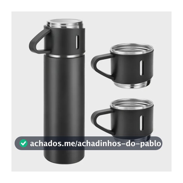 500ml Caneca Kit Garrafa Térmica Vacuum Bottle Inox + 3 Xíca