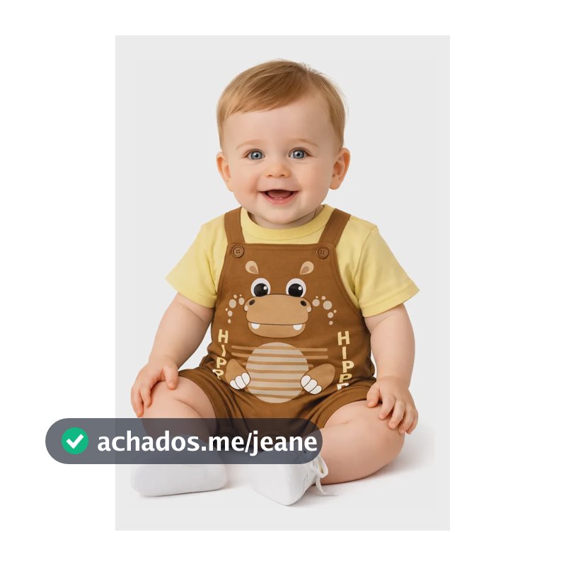 Macacão Bebê Jardineira Algodão Menino Sortido Amarelo Tortilha/caramelo G