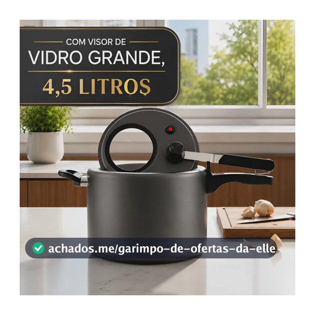 Panela De Pressão 4,5 Litr Antiaderente Mta Com Visor Grande Grafite
