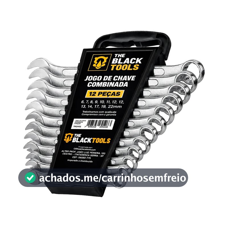 Jogo De Chave Boca E Estrela Combinada 12 Pçs Aço 6-22 Mm Cromada Profissional Tkch12 The Black Tools