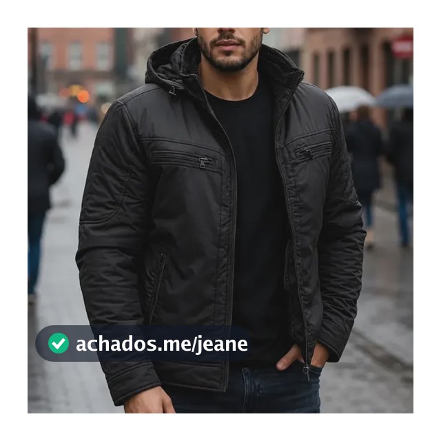 Jaqueta De Sarja Masculina Plus Size Capuz Removível Forrada