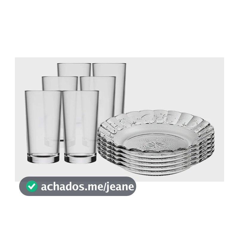 Aparelho De Jantar 12 Peças 6 Pratos Fundos Vidro E 6 Copos