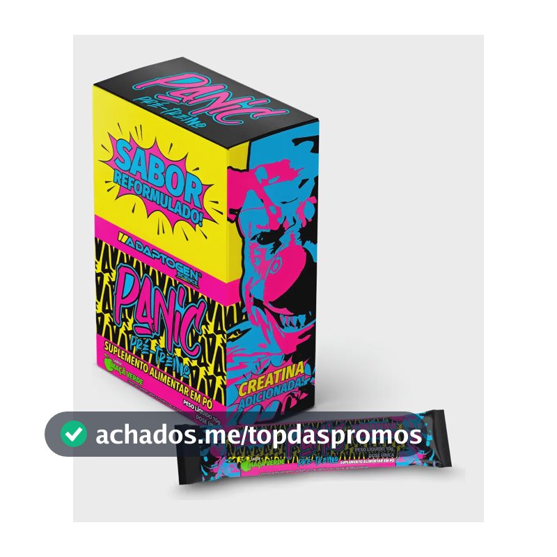 Suplemento em pó Adaptogen Pré Treino Panic Pré-treino Pack com 20 Sachês sabor Maçã verde x 200g 20 un