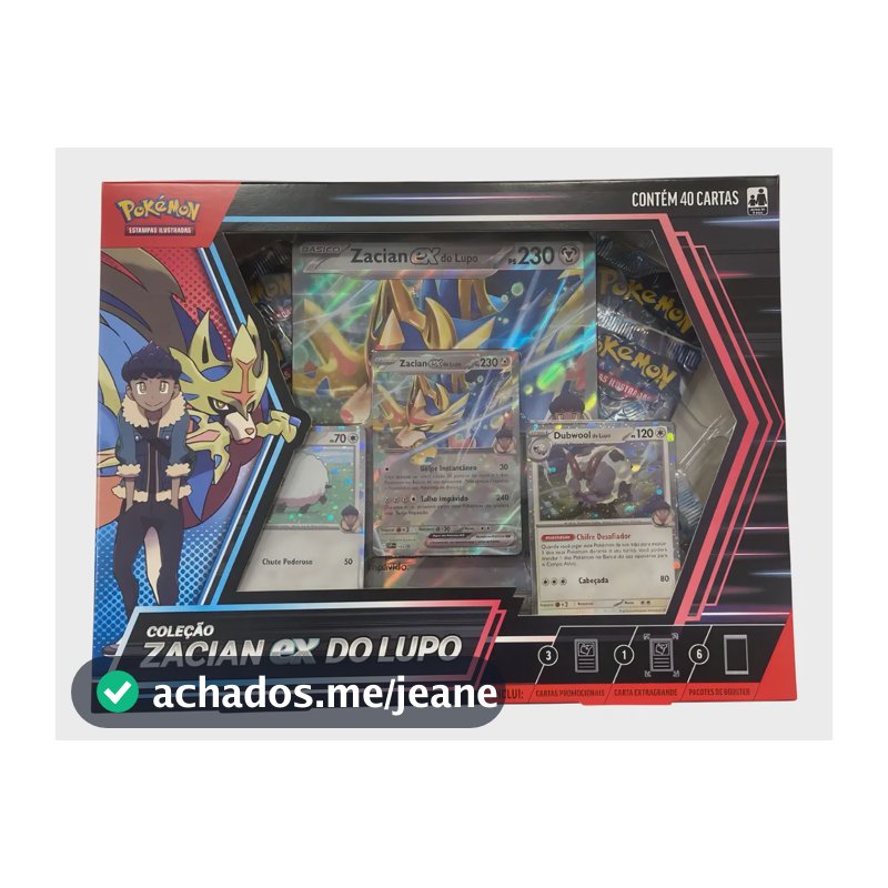 Box Pokémon Coleção Zacian Ex Do Lupo Pokémon Tcg