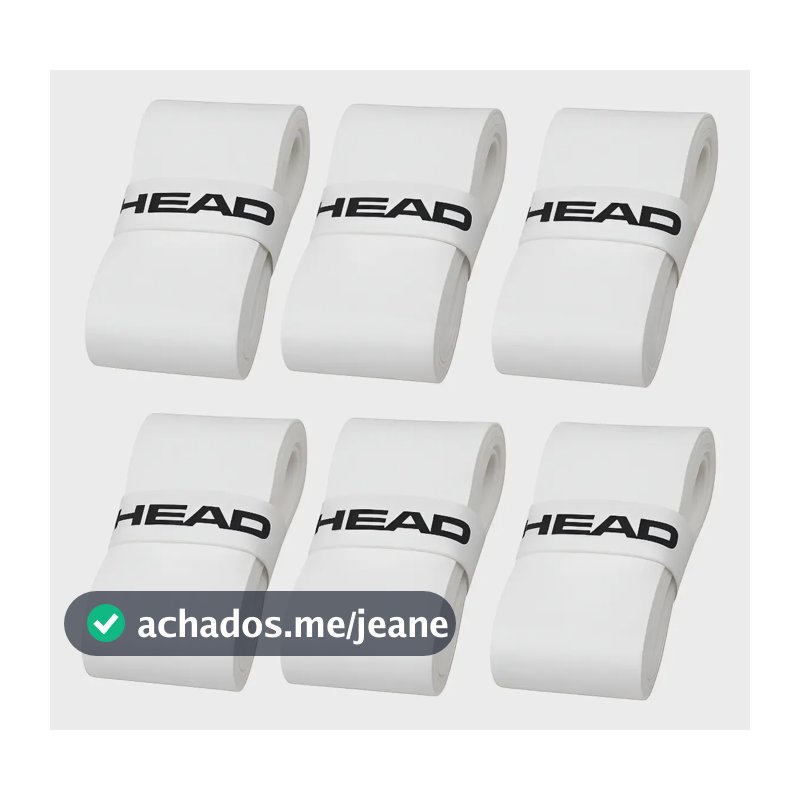 Kit 6 Un Overgrip Head Raquete Tenis Beach Tennis Padel Branco