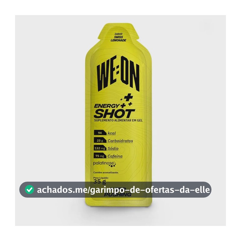 Gel Carboidrato carbo We:On Energy Shot Limonada Suíça Caixa 10 Sachês Vegano Sem Glúten