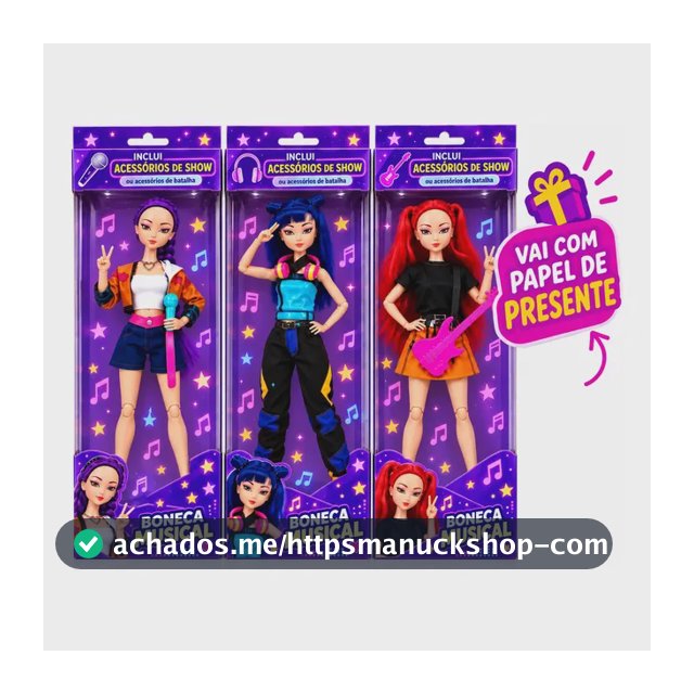 Kit 3 Bonecas Guerreiras Kpop Articuladas Musical Rumi