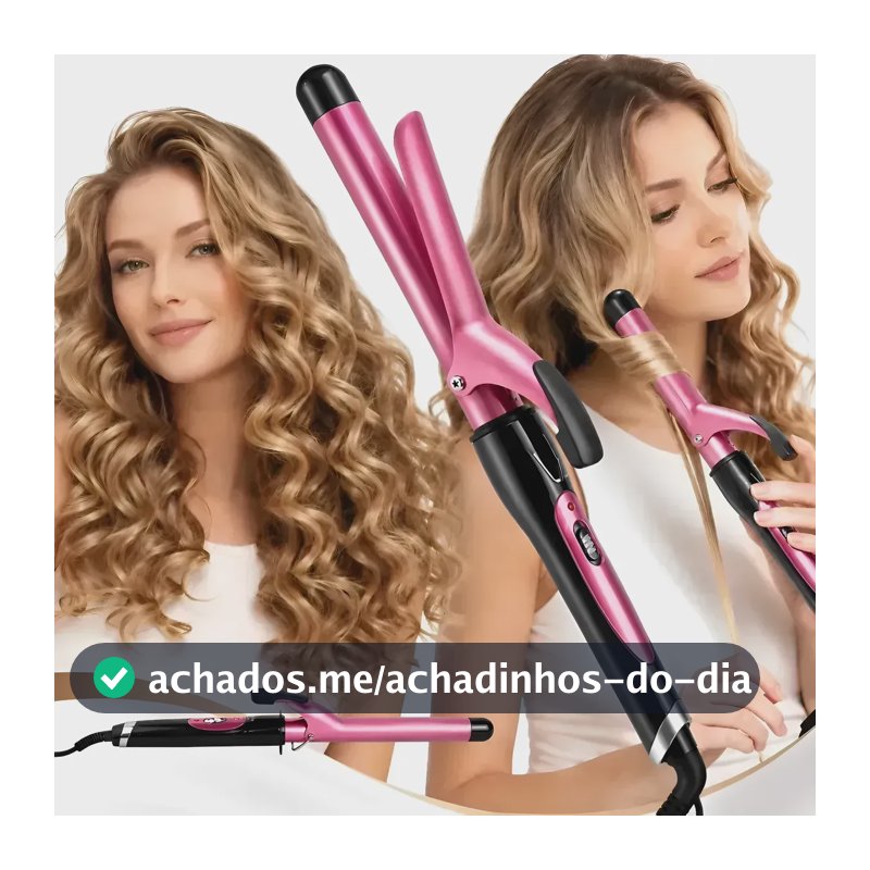 Modelador De Cachos Cabelo Cerâmica Profissional Bivolt 25mm Rosa-chiclete 127/220v