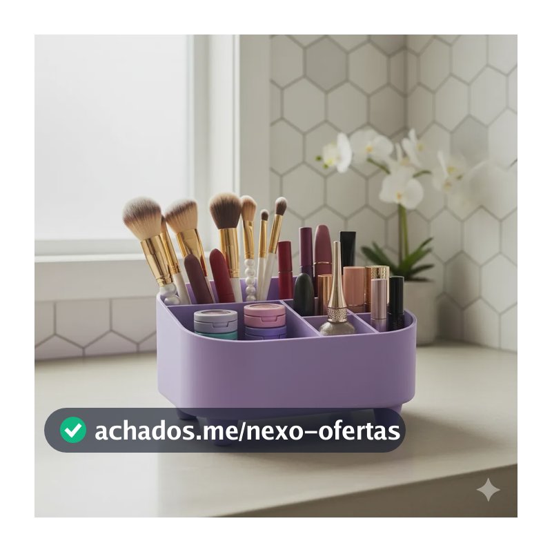 Organizador De Maquiagem E Cosméticos Com Pés E Divisórias Lilás