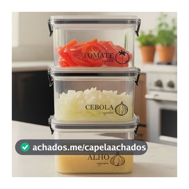 Kit 3 Potes Herméticos 460ml | Porta Alho, Geladeira