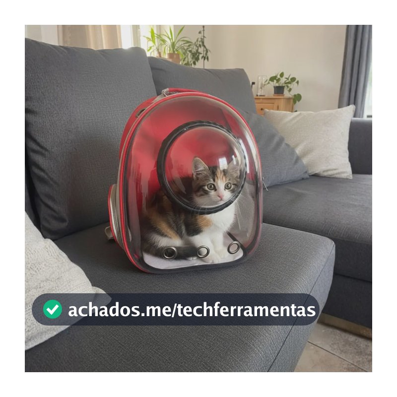 Mochila Transportadora Pet Astronauta Visão Panorâmica Ventilado Cachorro E Gato Vintage Cor Vermelho
