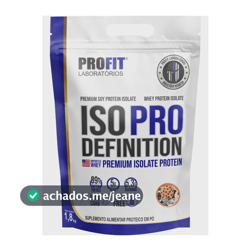 Iso Pro Definition Premium Isolate Protein Profit Refil 1.8kg Sabor Cookies And Cream