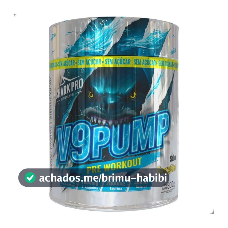 Pre Workout V9 Pump 300g Shark Pro Sabor Energético