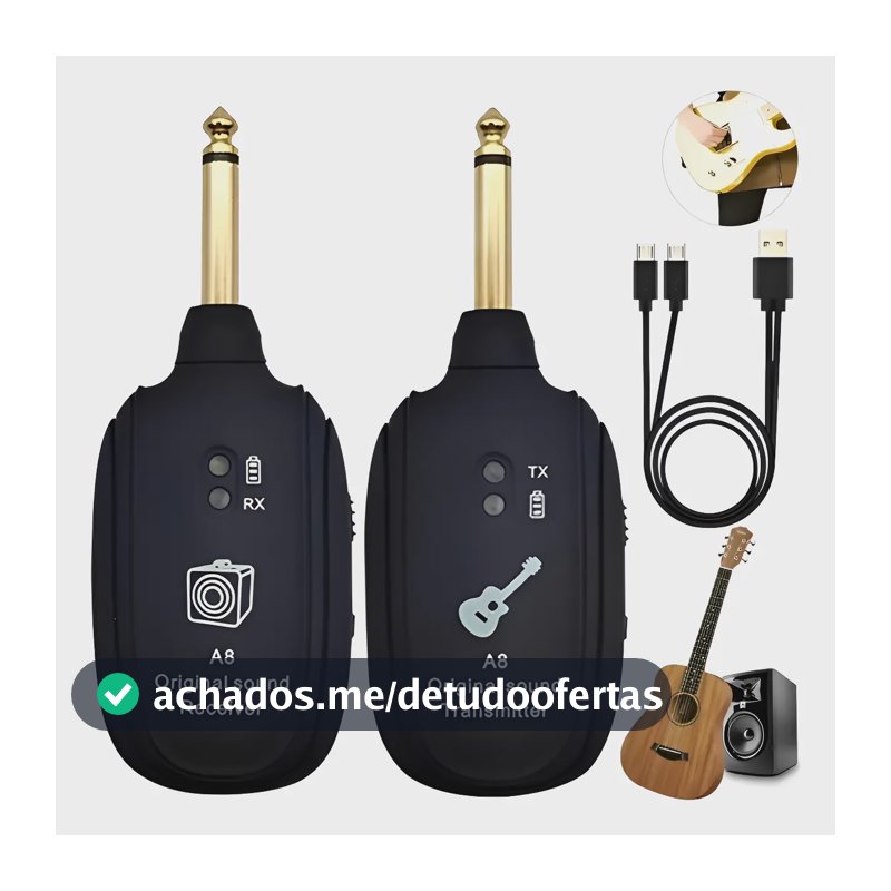 Transmissor Receptor Violão E Guitarra Led Verde Sem Fio P10