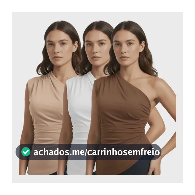 Kit 3 Blusa Feminina Elegante Mula Manca Assimétrica Casual  Preto-nude-marrom G