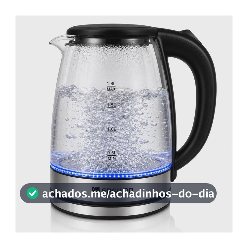 Chaleira eletrica vidro Epsilon Eps-2906 esquentar agua leite 1,8L jarra