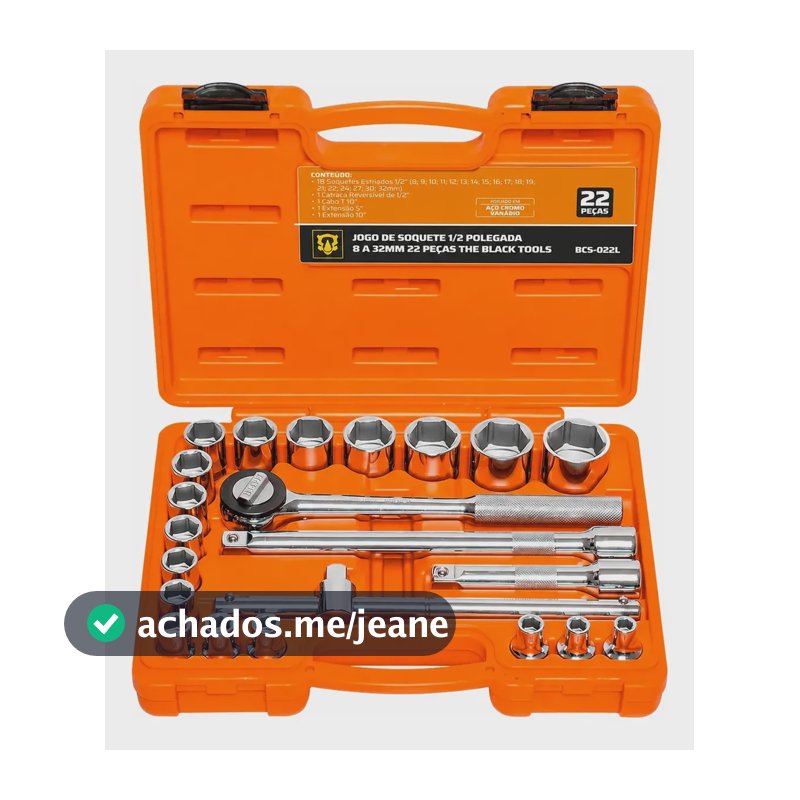 Jogo Soquetes Cromo Vanádio Estriado 1/2 22 Pçs 8 A 32mm Laranja Laranja