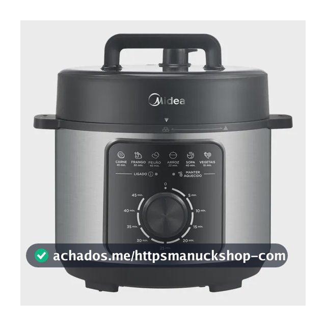 Panela Elétrica Mecânica Pressão 4l Preta E Inox Midea