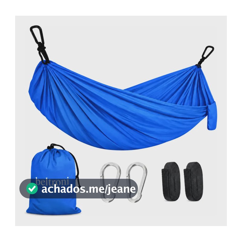 Rede Camping Nylon Compacta Impermeável Reforçada 250kg Luxo Azul Rede De Acampar