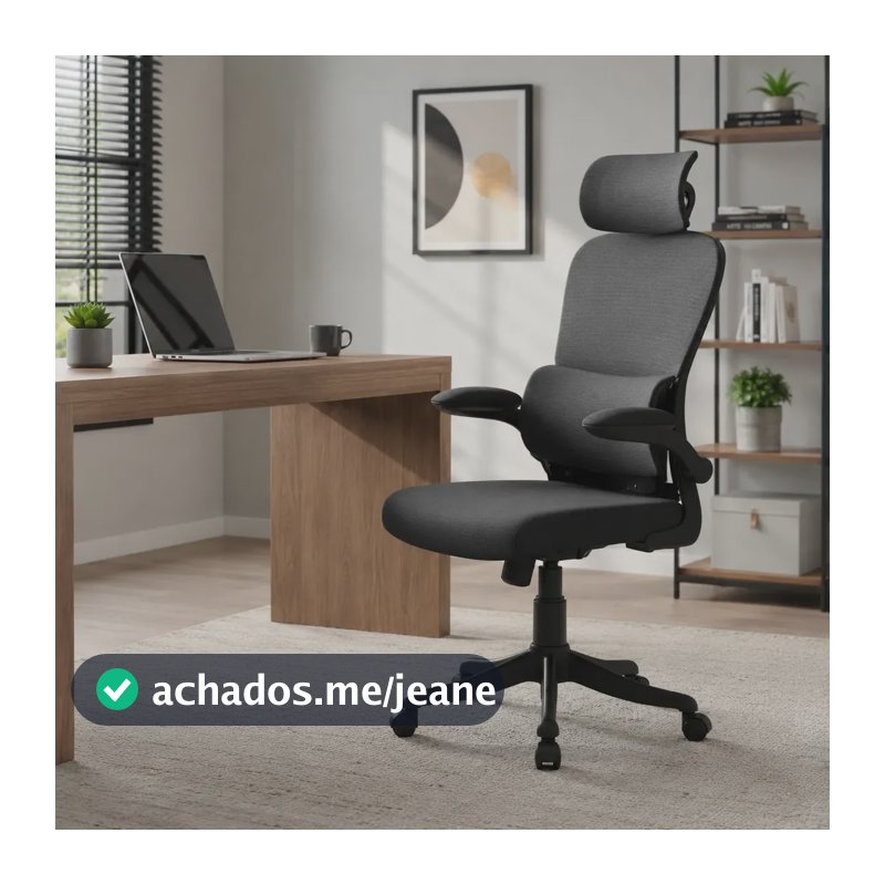 Cadeira De Escritório Estofada Ergonômica Lombar E Cervical Preto Mash