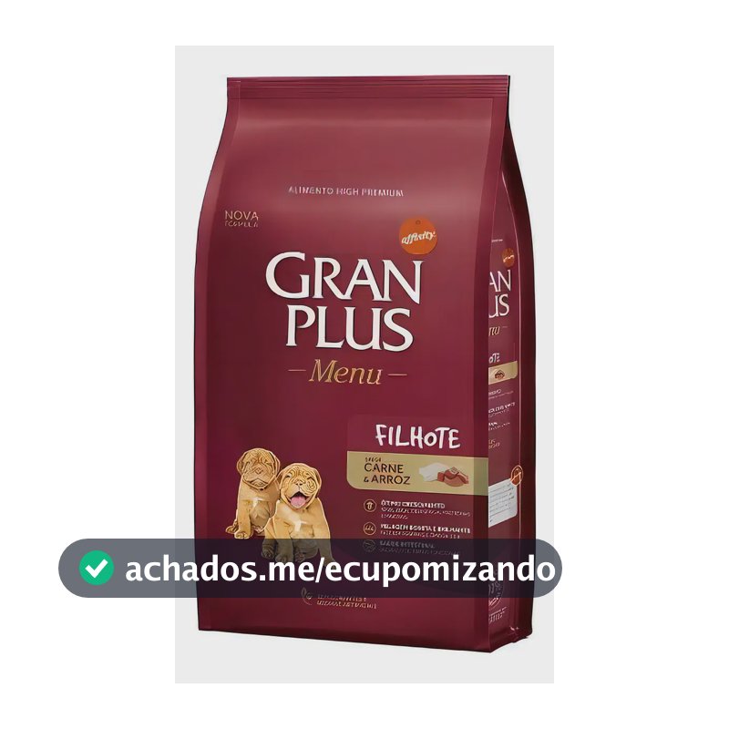 Ração Seca Gran Plus Menu Seca Filhote Cão Sabor Carne e Arroz 15kg