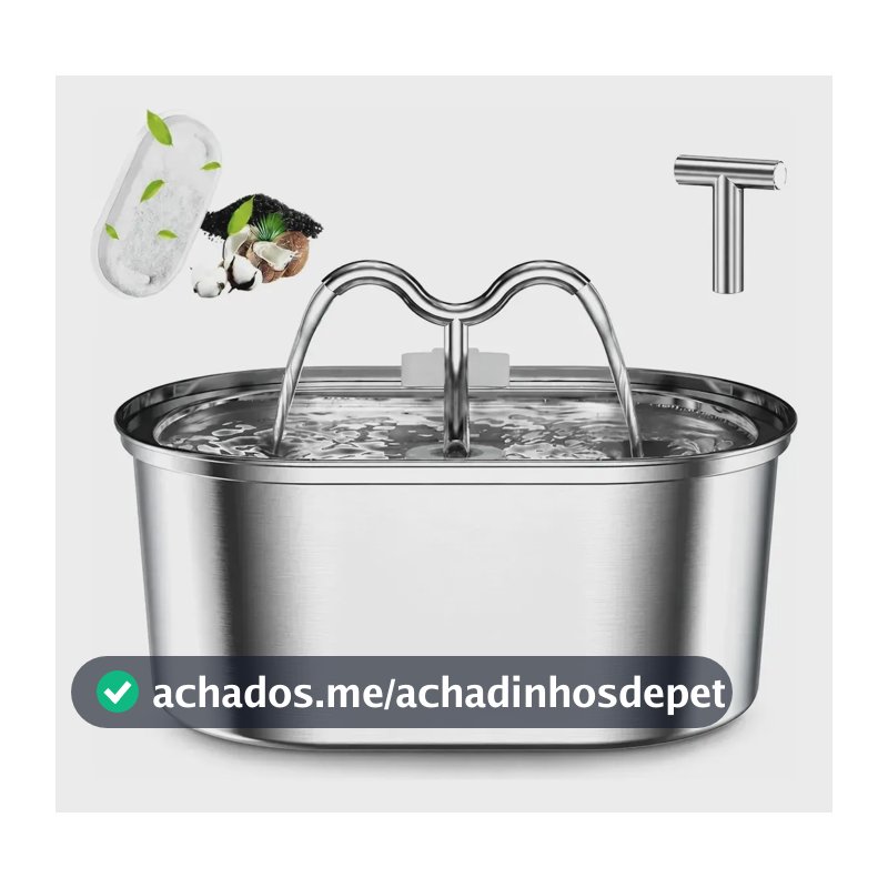 Fonte De Água De Aço Inoxidável Para Gatos E Cãe 3.2l Forma De T Pawponto