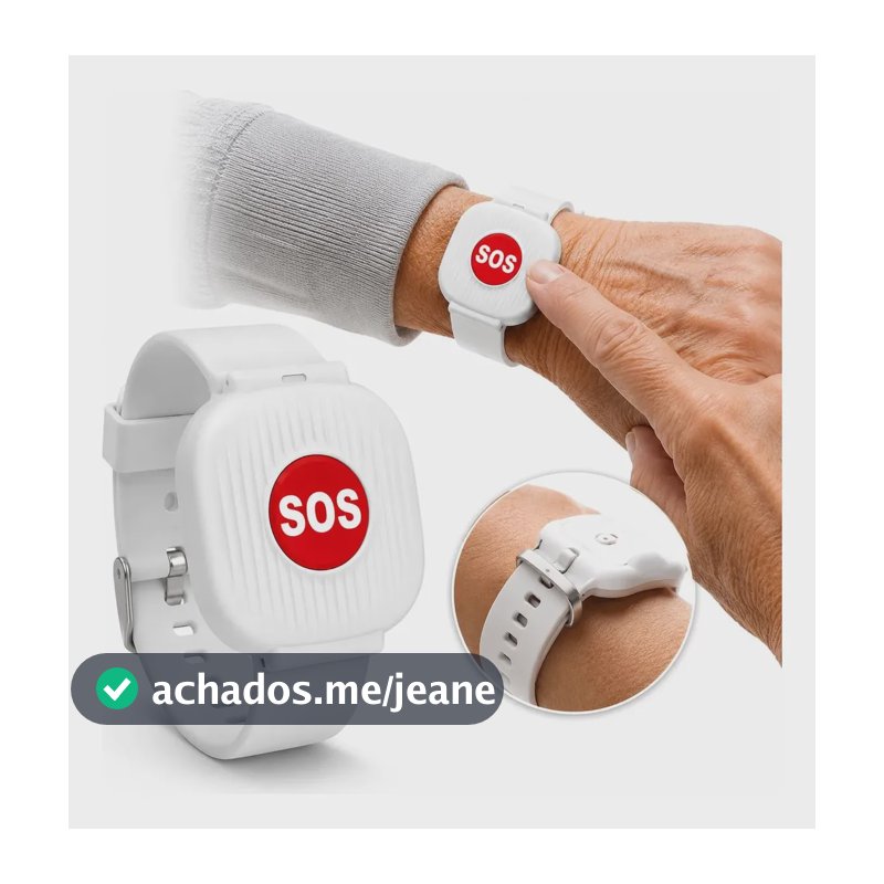 Relógio Pulseira Botão De Emergência Sos Wi-fi App Grátis. Branco