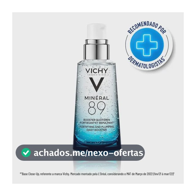 Sérum Facial Hidratante com Ácido Hialurônico e Minerais, Fortalece e Hidrata a Pele Textura Gel Absorção Rápida, Minéral 89 Vichy 50ml