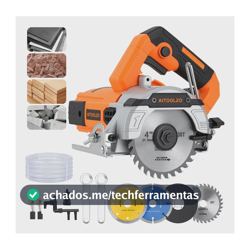 Serra Mármore Profissional Cortado Kit 1800w 110mm Corte 45°