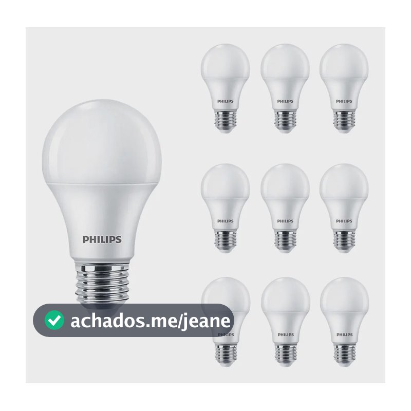 10 Lâmpada Led Econômica 9w=60w 6500k Philips Luz Branco-frio
