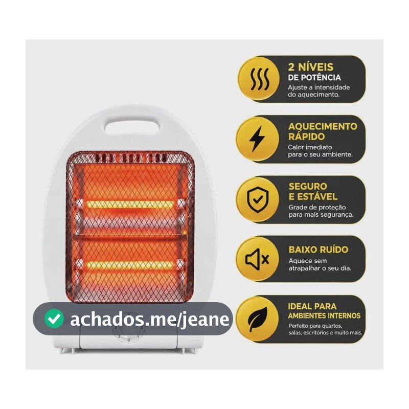 Aquecedor Elétrico Portátil Compacto Para Casa E Escritório Branco 127v