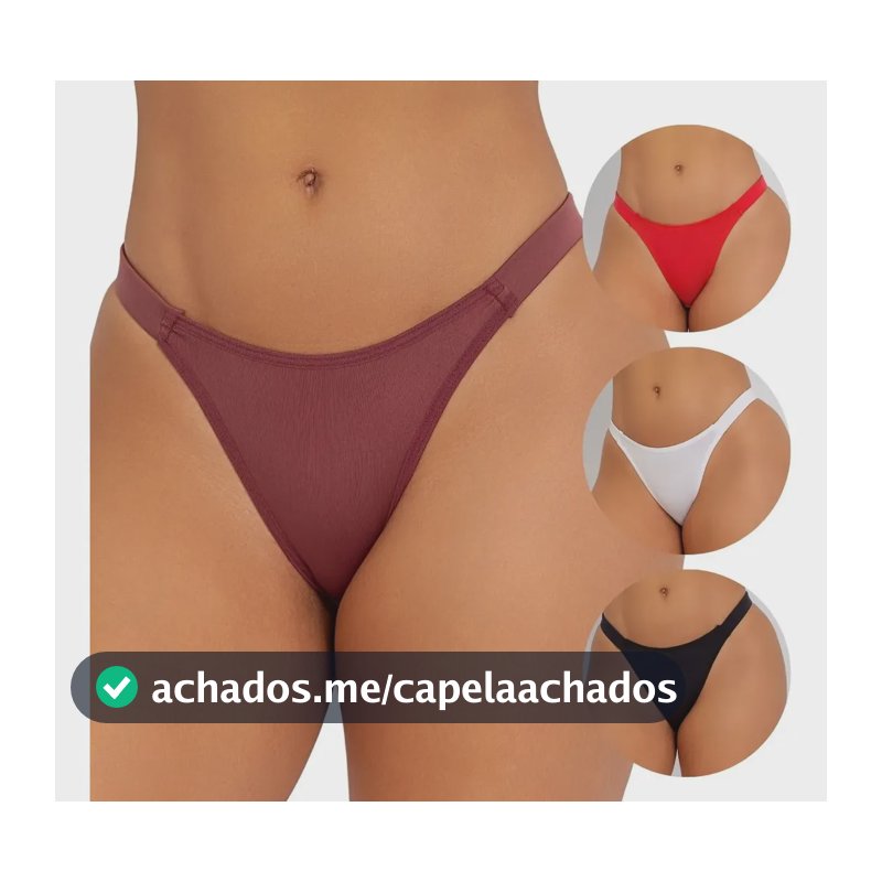 Kit 5 Calcinha Tanga Fio Duplo Elástico Tirinha Conforto Multicor M