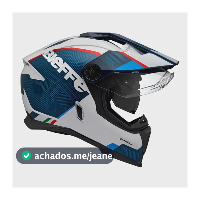 Capacete Bieffe B-trail Delux Branco Azul 3 Em 1