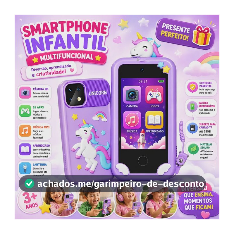 Celular Infantil Câmera Digital Criança Com Jogos Música Fotos Vídeo Hd Telefone Brinquedo Educativo