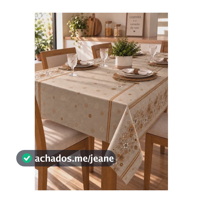 Toalha De Mesa Linhão 6 Lugares 2,10x1,40 Rustica Jantar Ramo Marrom