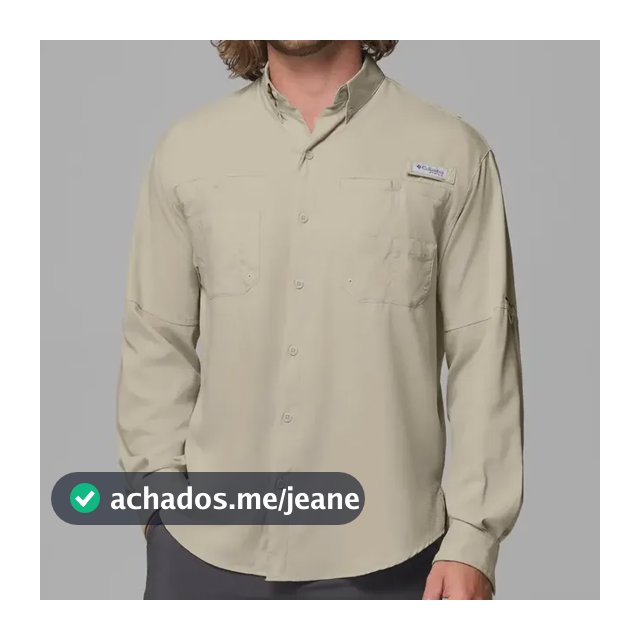 Camisa Masculina Columbia Tamiami Ii Manga Longa Bege Gg