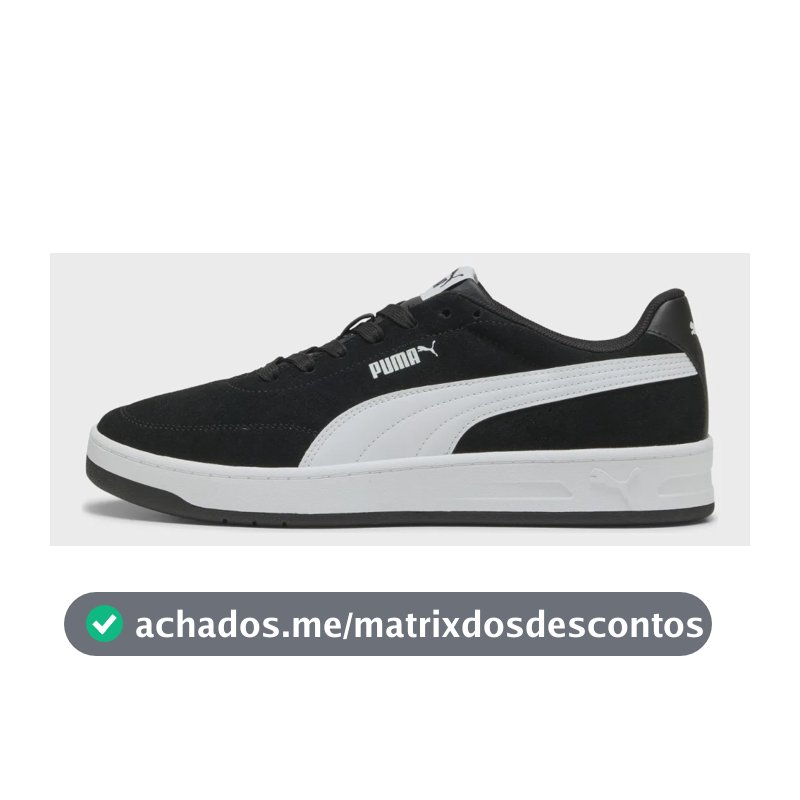 Tênis Masculino Court Classic Clean S Puma Preto Liso 37 Br