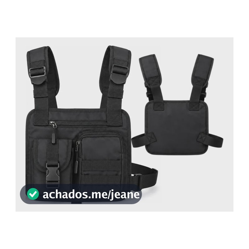Pochete Peitoral Impermeável Motoboy Bolsa Peito Ajustável All Black Tática