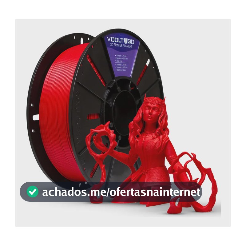 Filamento Pla Premium 1,75mm 1kg Voolt3d Vermelho Velvet
