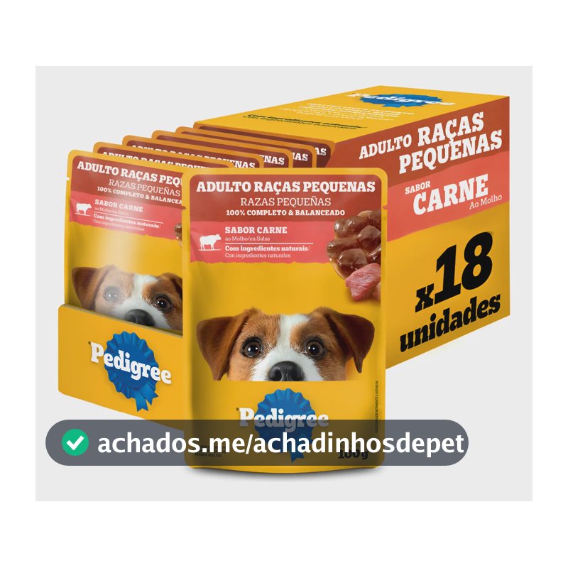 Caixa Fechada 18un 100g Sachê Pedigree Raças Pequenas Carne