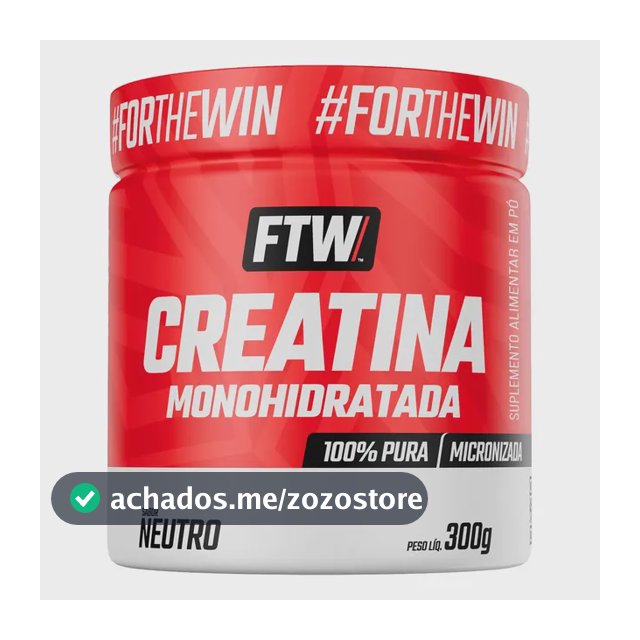 Creatina Monohidratada Pura 300g Pote Suplemento em Pó 100% - FTW