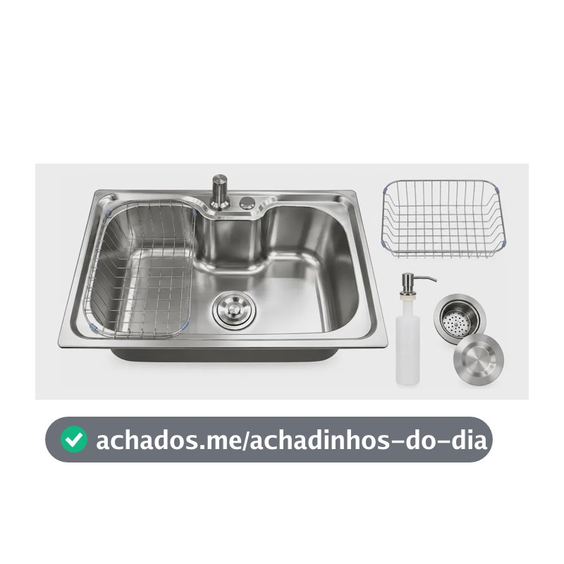 Cuba Gourmet para Cozinha de Aço Inoxidável 60x42 cm, com Dispenser e Cesto Escorredor Stillus Home