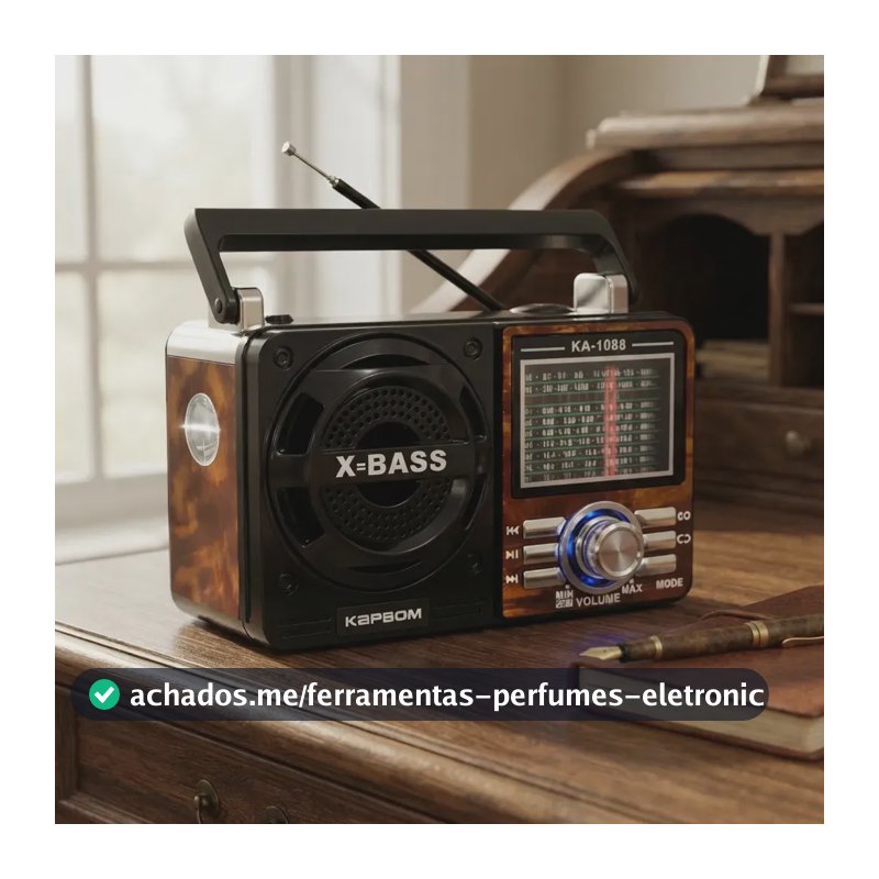 Rádio Retrô Vintage Portátil AM/FM Bluetooth USB Marrom