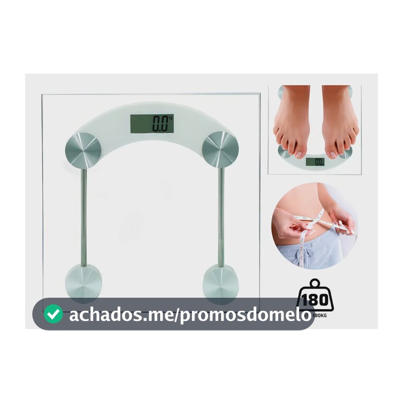 Balança Corporal Digital Fitness Vidro Temperado Até 180 Kg Quadrada Banheiro Swave