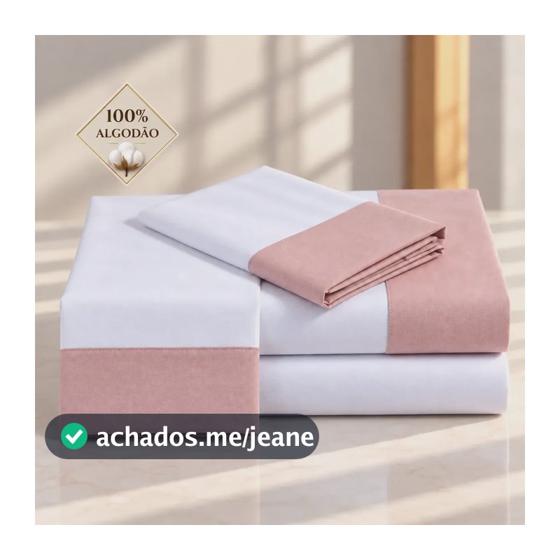 Jogo De Lençol Berço Algodão Antialérgico Liso Rose
