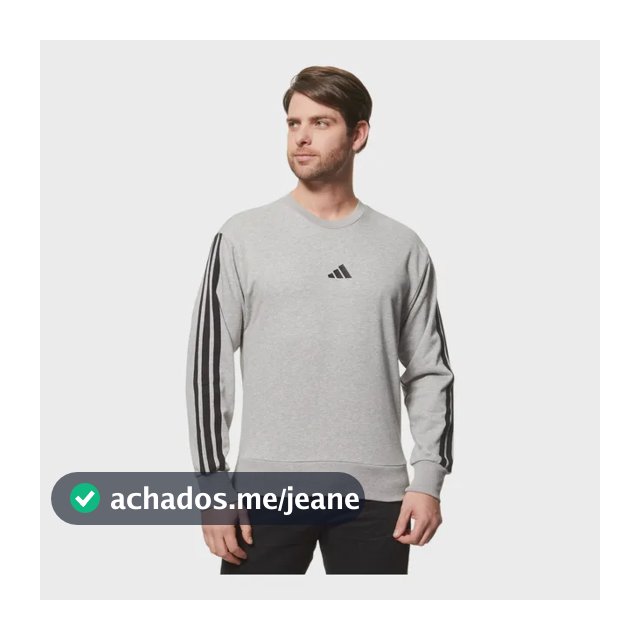 Moletom Casual Masculino Essentials Três Listras adidas G Cinza Liso