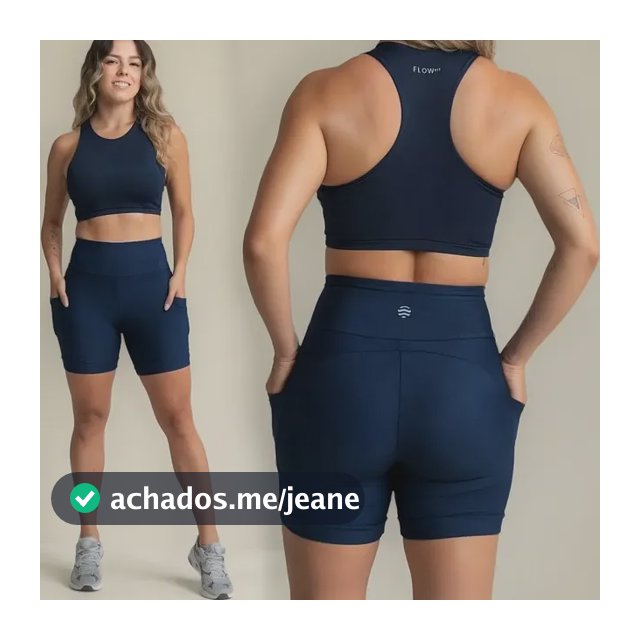 Conjunto Academia Feminino Top + Short - Zero Transparência Azul-marinho Lisa Gg